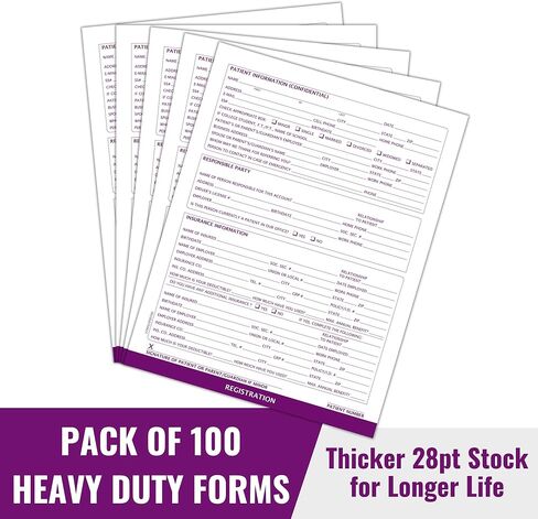 نماذج تسجيل المرضى الطبيين وطب الأسنان، حجم الحروف 8-1/2 بوصة × 11 بوصة، نماذج الإدخال، أشياء الطبيب، أرجواني داكن، حزمة من 100 ورقة، مثالية لمكاتب طب الأسنان والأطباء، بدون ثقوب in Kuwait