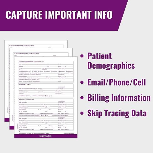 نماذج تسجيل المرضى الطبيين وطب الأسنان، حجم الحروف 8-1/2 بوصة × 11 بوصة، نماذج الإدخال، أشياء الطبيب، أرجواني داكن، حزمة من 100 ورقة، مثالية لمكاتب طب الأسنان والأطباء، بدون ثقوب in Kuwait