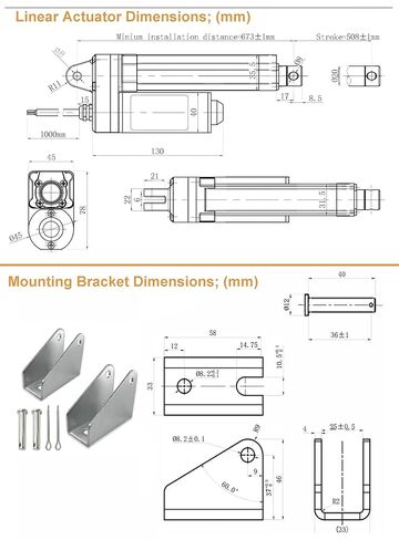 Heavy Duty Linear Actuator 12V, 617lbs/2800N, 0.2"/s Speed, IP67Waterproof Linear Motion Actuators with Mounting Brackets, for Cabinet, Window/Door Opener, Solar Tracker, RV Equipment (20 Inch Stroke) in Saudi Arabia