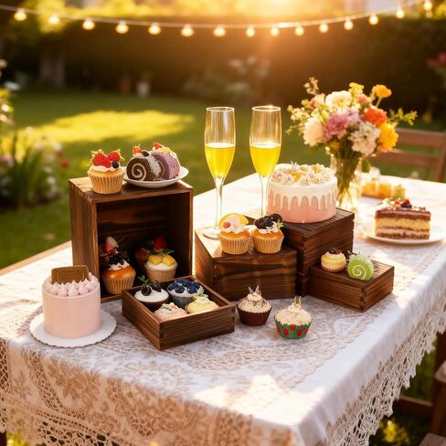 6 Pack Wood Cake Cupcake Stand Buffet Risers, Wooden Display Stand Wood Display Riser, Square Food Display Risers for Party Wedding Birthday Home (6" 7" 8" 9" 10" 11") in Saudi Arabia