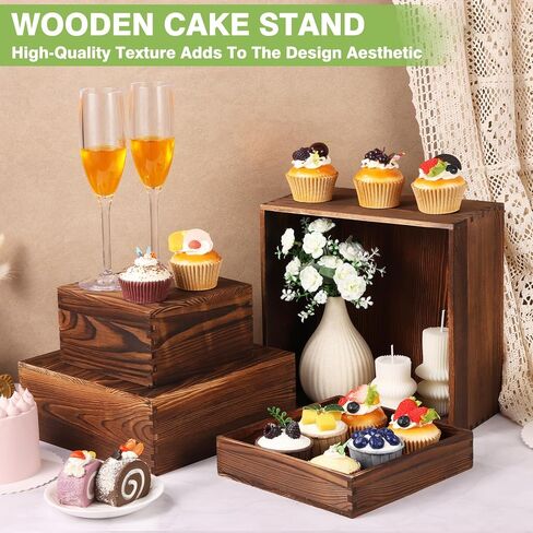 6 Pack Wood Cake Cupcake Stand Buffet Risers, Wooden Display Stand Wood Display Riser, Square Food Display Risers for Party Wedding Birthday Home (6" 7" 8" 9" 10" 11") in Saudi Arabia