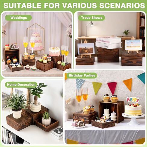 6 Pack Wood Cake Cupcake Stand Buffet Risers, Wooden Display Stand Wood Display Riser, Square Food Display Risers for Party Wedding Birthday Home (6" 7" 8" 9" 10" 11") in Saudi Arabia