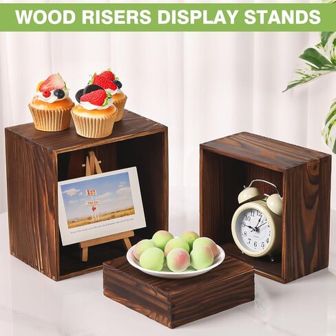6 Pack Wood Cake Cupcake Stand Buffet Risers, Wooden Display Stand Wood Display Riser, Square Food Display Risers for Party Wedding Birthday Home (6" 7" 8" 9" 10" 11") in Saudi Arabia