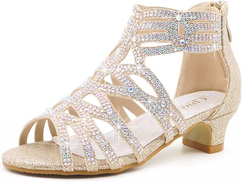 Girls High Heels Dress Pump Sandals Glitter Wedding Flower Party Princess Shoes for Kids Toddler in Saudi Arabia