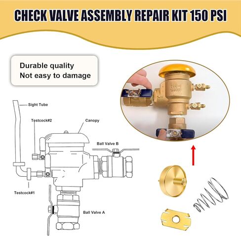 905-051 طقم إصلاح مجموعة صمامات الفحص 150 رطل لكل بوصة مربعة متوافق مع قواطع فراغ الضغط Fengco 765 1/2 بوصة و3/4 بوصة، يستبدل 765CBV 765DBV 300-096 630-108 in Kuwait