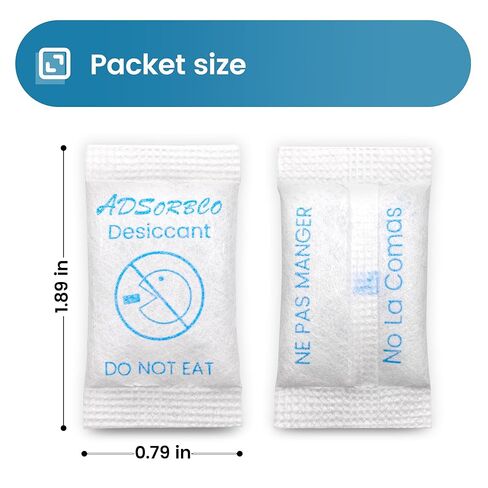 Adsorbco 1Gram (100 Pack) Silica Gel Desiccant Packets – Mini Moisture Absorbing Packets for Storage, Jewelry, Food, and Collectibles in Kuwait