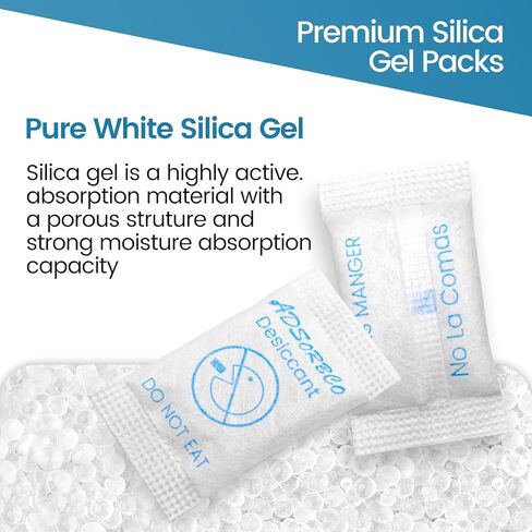 Adsorbco 1Gram (100 Pack) Silica Gel Desiccant Packets – Mini Moisture Absorbing Packets for Storage, Jewelry, Food, and Collectibles in Kuwait