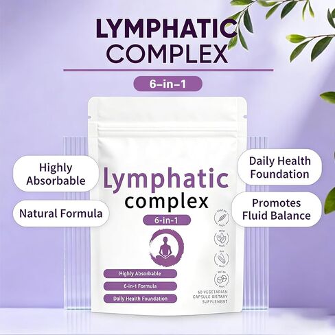 6-in-1 Lymphatic Complex | Lymphatic Support Supplement | Dandelion,Burdock,Bromelain Herbal Blend | Vegan,Non-GMO | Supports Healthy Lymphatic Function & Skin Radiance,60 Capsules in Saudi Arabia