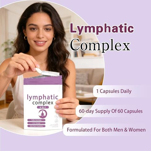 6-in-1 Lymphatic Complex | Lymphatic Support Supplement | Dandelion,Burdock,Bromelain Herbal Blend | Vegan,Non-GMO | Supports Healthy Lymphatic Function & Skin Radiance,60 Capsules in Saudi Arabia