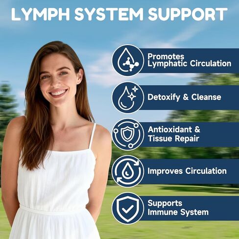 قطرات التصريف اللمفاوي، 9 في 1 مكملات التصريف اللمفاوي للتخلص من السموم والتطهير، دعم الجهاز المناعي مع إشنسا، البلسان، الهندباء البرية، أركتيوم لابا، 2 أونصة سائلة in Kuwait