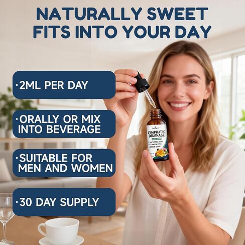 قطرات التصريف اللمفاوي، 9 في 1 مكملات التصريف اللمفاوي للتخلص من السموم والتطهير، دعم الجهاز المناعي مع إشنسا، البلسان، الهندباء البرية، أركتيوم لابا، 2 أونصة سائلة in Kuwait