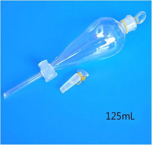 2 Pieces/Pack 125mL Glass Separating Funnel with Glass Stopper Screw Tap Separatory Funnel Laboratory Glassware in Saudi Arabia