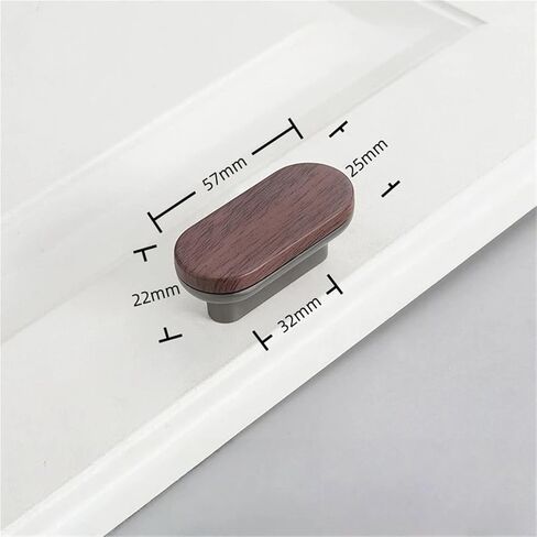 Wooden Furniture Handles Solid Wood Grain Door Handle Drawer Wardrobe and Cabinet 1Pcs(Gray-Walnut-C32mm) in Saudi Arabia