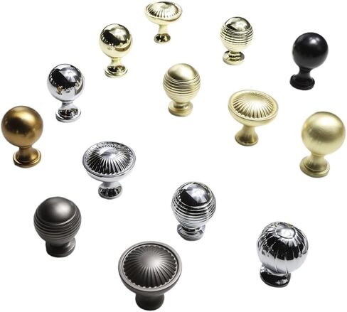 Furniture Handles Solid Round Cabinet Wardrobe Dresser Drawer Cupboard Door Handle Pulls 1Pcs(9-Bright Gold) in Kuwait