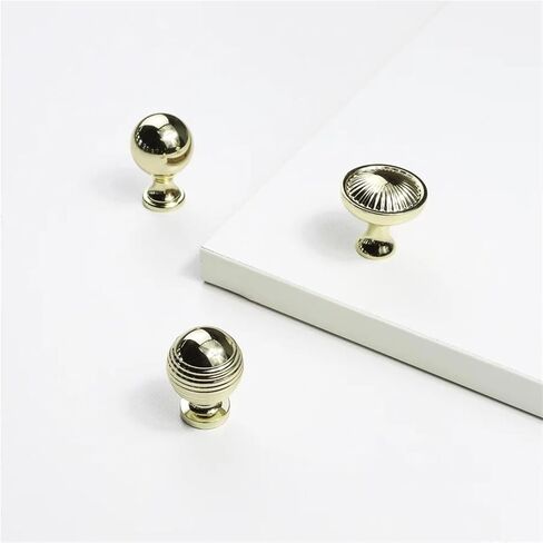 Furniture Handles Solid Round Cabinet Wardrobe Dresser Drawer Cupboard Door Handle Pulls 1Pcs(9-Bright Gold) in Kuwait