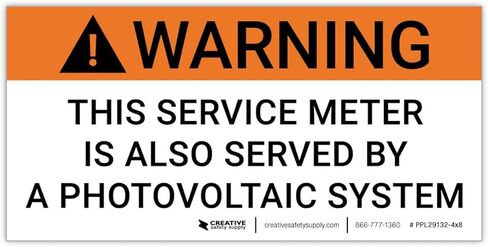 Warning: This Service Meter is Also Served by A Photovoltaic System - Arc Flash Label - 2" x 4" (Pack of 5) in Kuwait