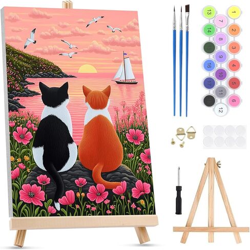 KEYIFA Diamond Art Kits for Adults, DIY Diamond Painting Glowing Cat, Round Full Drill, 5D Kitten Diamonds Dots Mosaic Painting, Crystal Gem Arts Craft for Home Wall Decor 30x30cm in Saudi Arabia