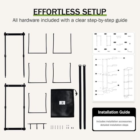 حامل بساط اليوجا النحيف الباندا مع حقيبة شبكية، رف تخزين ملحقات اليوجا، منظم صالة الألعاب الرياضية المنزلية مع 5 طبقات و3 خطافات لتعليق سجادات اليوجا، بكرة إسفنجية، أشرطة مقاومة، موفر للمساحة in Kuwait