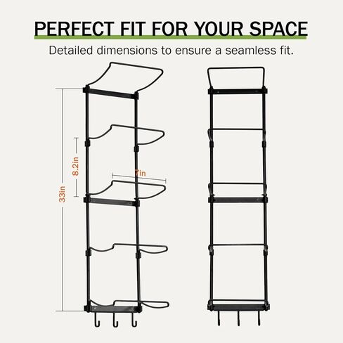 Slim Panda Yoga Mat Holder Wall Mount With Mesh Bag,Yoga Accessories Storage Rack,Home Gym Organizer with 5-Tier & 3 Hooks for Hanging Yoga Mats, Foam Roller, Resistance Bands, Space Saver in Saudi Arabia