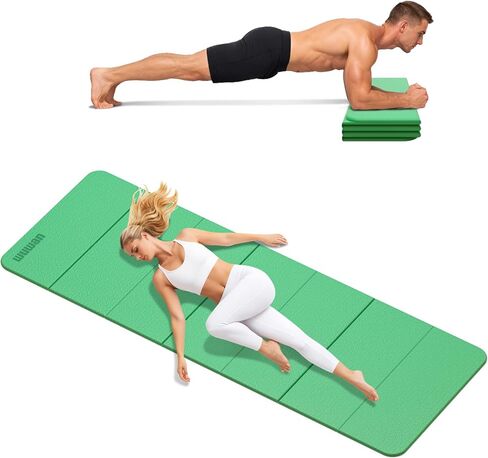 بساط يوجا قابل للطي بسمك إضافي 0.4 بوصة، بساط تمارين TPE مقاس 75 × 26 بوصة، بساط لياقة مبطن غير قابل للانزلاق من 7 ألواح لليوجا والبيلاتس والتمدد والتمارين المنزلية in Kuwait