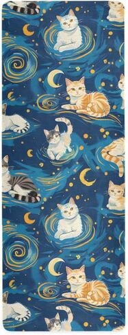 سجادة يوجا للقطط ذات السماء المرصعة بالنجوم غير قابلة للانزلاق سميكة للأطفال صديقة للبيئة مطاطية قابلة للطي للتمارين الرياضية للنساء in Kuwait