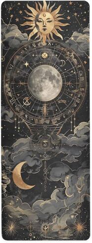 Astrological Pattern Yoga Mat, 71 x 26 Inch Non-slip Yoga Mats Folding Travel Exercise Mat Indoor Outdoor Gym Pilates with Storage Bag for Women Men in Kuwait