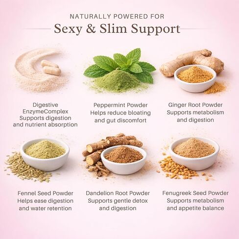 لا مزيد من الإنزيمات الهضمية - تخفيف الانتفاخ المثير والنحيف للنساء، يساعد على التخلص من الانتفاخ وتخفيف الغازات ويعزز الهضم مع الحلبة والهندباء - 60 قطعة in Kuwait