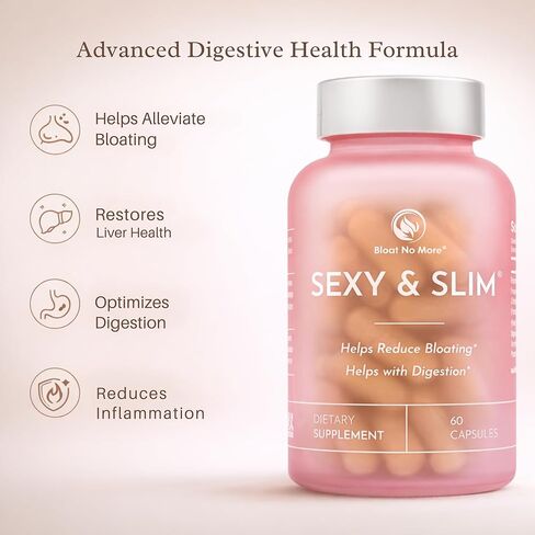لا مزيد من الإنزيمات الهضمية - تخفيف الانتفاخ المثير والنحيف للنساء، يساعد على التخلص من الانتفاخ وتخفيف الغازات ويعزز الهضم مع الحلبة والهندباء - 60 قطعة in Kuwait