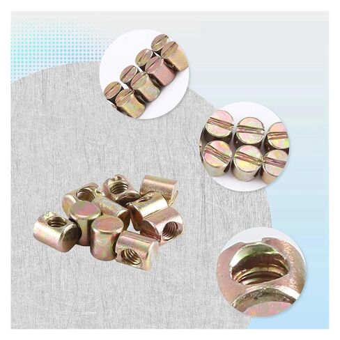 Cylindrical pin Slotted Nuts 10pcs M6 Barrel Bolts Cross Dowel Slotted Furniture Nut in Saudi Arabia