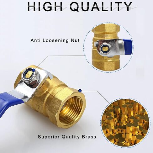 2 حزمة 3/4 بوصة صمام كروي كامل المنفذ نحاس، 3/4 بوصة NPT صمام نحاسي، 3/4 بوصة أنثى × 3/4 بوصة أنثى خيط نحاسي شديد التحمل لإيقاف المياه والنفط والغاز in Kuwait