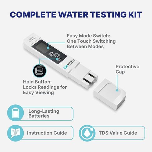 NU Aqua Digital Water Tester for Drinking Water - Instant 4-in-1 TDS Testing EC, and Temp - Perfect for RO Systems, Aquariums, Hydroponics and Pools in Saudi Arabia