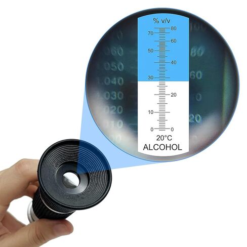 Alcohol Refractometer 0–80% ABV with Automatic Temperature Compensation (ATC), High-Accuracy Tester for High-Proof Distilled Liquids, Spirits, and Laboratory Use in Saudi Arabia