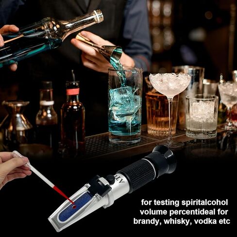 Alcohol Refractometer 0–80% ABV with Automatic Temperature Compensation (ATC), High-Accuracy Tester for High-Proof Distilled Liquids, Spirits, and Laboratory Use in Saudi Arabia