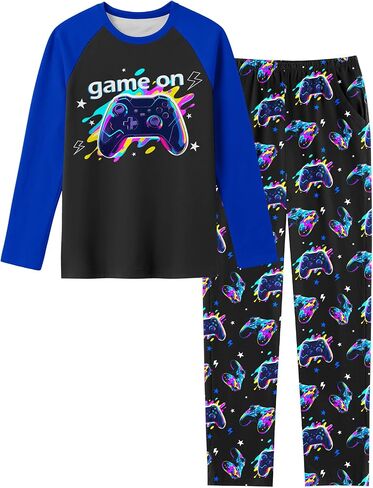 Fiodrimy Boys Pajamas Big Boys Pjs Set Long Sleeve and Pants Jammies 2 Piece Boys Sleepwear Lounge Clothes Size 8-14 in Kuwait