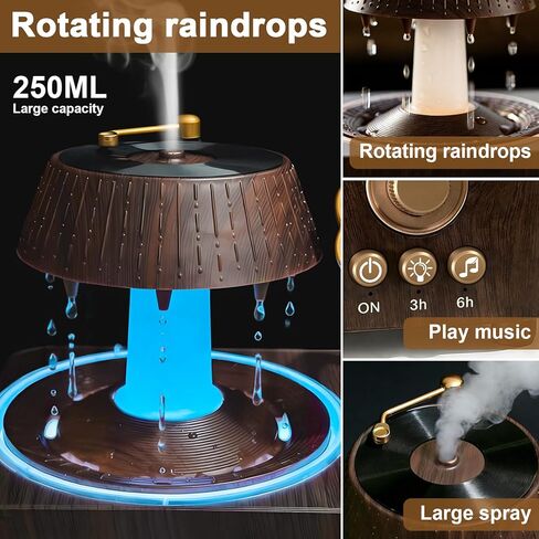 Morbou Raindrop Aroma Diffuser Room Humidifier with White Noise, 7-Color Air Mist Essential Oil Diffuser Sleep Sounds Aroma Rain Drop, with Remote Control Extra 2 Essential Oils in Kuwait