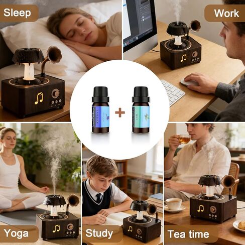 Morbou Raindrop Aroma Diffuser Room Humidifier with White Noise, 7-Color Air Mist Essential Oil Diffuser Sleep Sounds Aroma Rain Drop, with Remote Control Extra 2 Essential Oils in Kuwait