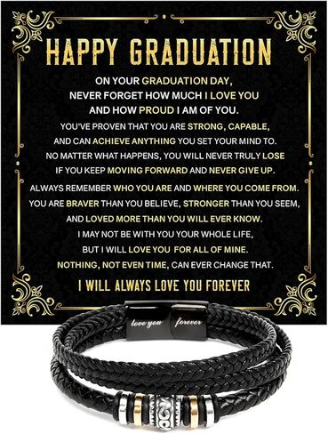 To My Son Bracelet – Love You Forever Braided Leather Bracelet from Father and Mother, Meaningful Men’s Gift with Heartfelt Message & Elegant Box for Birthday, Graduation, Christmas in Saudi Arabia