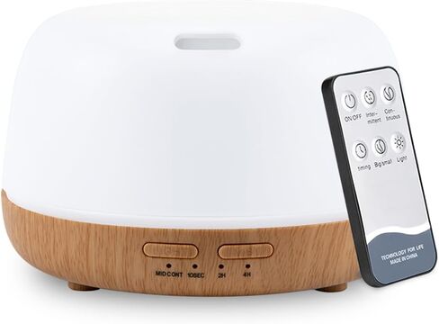 300ML Essential Oil Diffuser with Remote Control,Quiet Ultrasonic Cool Mist Aromatherapy Diffuser,7 Color LED Light,4 Timer Modes & Auto Shut-Off for Bedroom,Office, Yoga & Spa in Saudi Arabia