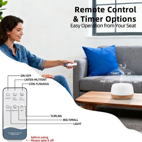 300ML Essential Oil Diffuser with Remote Control,Quiet Ultrasonic Cool Mist Aromatherapy Diffuser,7 Color LED Light,4 Timer Modes & Auto Shut-Off for Bedroom,Office, Yoga & Spa in Saudi Arabia