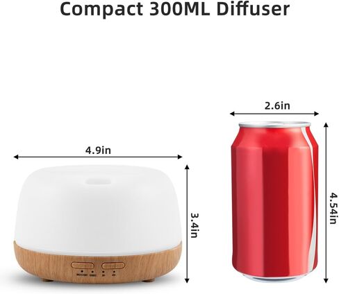 300ML Essential Oil Diffuser with Remote Control,Quiet Ultrasonic Cool Mist Aromatherapy Diffuser,7 Color LED Light,4 Timer Modes & Auto Shut-Off for Bedroom,Office, Yoga & Spa in Saudi Arabia