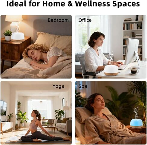 300ML Essential Oil Diffuser with Remote Control,Quiet Ultrasonic Cool Mist Aromatherapy Diffuser,7 Color LED Light,4 Timer Modes & Auto Shut-Off for Bedroom,Office, Yoga & Spa in Saudi Arabia