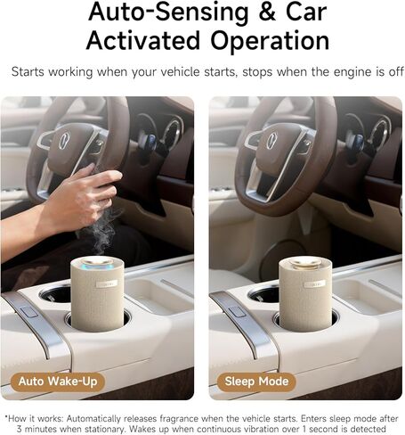 Auto-Start/Stop 2-in-1 Car Diffuser, Waterless Essential Oil Diffuser & Auto Air Freshener for Home Aromatherapy, Cordless Adjustable Fragrance Diffuser Compatible with 5/10/15ml Bottles in Saudi Arabia