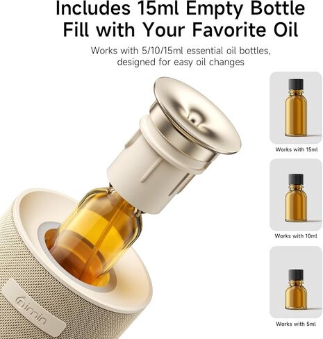 Auto-Start/Stop 2-in-1 Car Diffuser, Waterless Essential Oil Diffuser & Auto Air Freshener for Home Aromatherapy, Cordless Adjustable Fragrance Diffuser Compatible with 5/10/15ml Bottles in Saudi Arabia