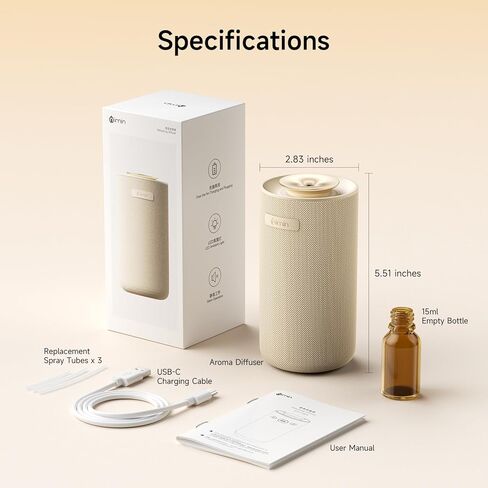 Auto-Start/Stop 2-in-1 Car Diffuser, Waterless Essential Oil Diffuser & Auto Air Freshener for Home Aromatherapy, Cordless Adjustable Fragrance Diffuser Compatible with 5/10/15ml Bottles in Saudi Arabia