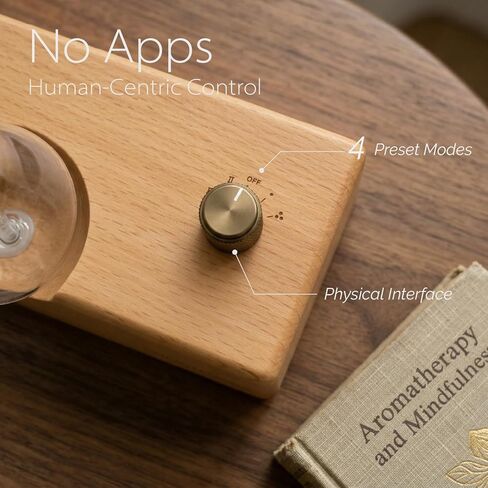 موزع روائح الزيوت العطرية الزجاجي ذو قطرة الماء مع قاعدة خشبية مصنوعة يدويًا للعلاج بالروائح، موزع روائح بدون ماء لمكتب اليوغا المنزلي، بخاخات زيت محمولة ولاسلكية مع LED ومؤقت، هدية عطر in Kuwait