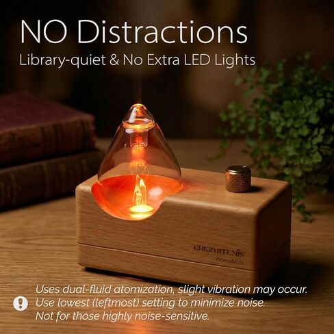 موزع روائح الزيوت العطرية الزجاجي ذو قطرة الماء مع قاعدة خشبية مصنوعة يدويًا للعلاج بالروائح، موزع روائح بدون ماء لمكتب اليوغا المنزلي، بخاخات زيت محمولة ولاسلكية مع LED ومؤقت، هدية عطر in Kuwait