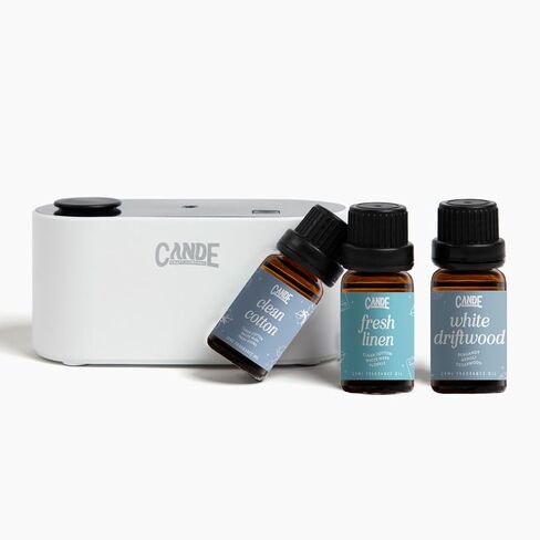 CE CRAFT Waterless Travel Diffuser Gift Set - Rechargeable Diffuser for Aromatherapy - Includes 3 Fragrance Oils - Fragrance Dispenser for Office and Home - Clean, White in Saudi Arabia