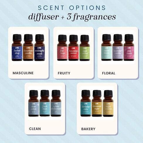 CE CRAFT Waterless Travel Diffuser Gift Set - Rechargeable Diffuser for Aromatherapy - Includes 3 Fragrance Oils - Fragrance Dispenser for Office and Home - Clean, White in Saudi Arabia