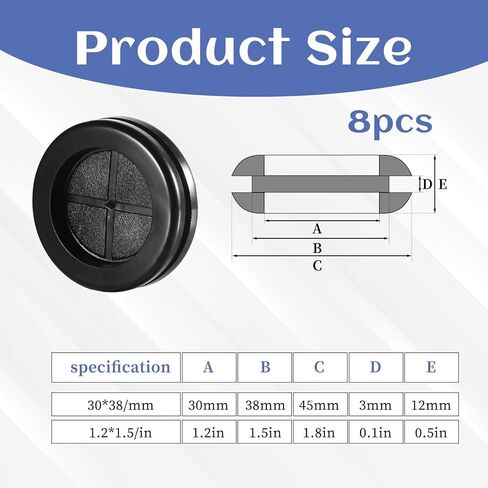 8 PCS Rubber Grommets for Wiring, 1-1/2"Rubber Grommets, 1 1/2 Grommet, 1-3/16" Id, Rubber Cable Wire Protector Firewall Grommet for Wire Protection in Saudi Arabia