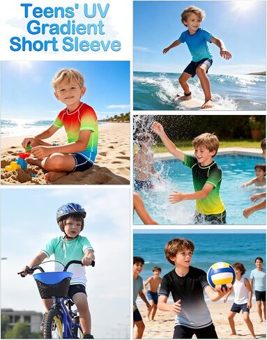 Boys' Rash Guard Swim Shirt, UPF 50+ Sun Protection Short Sleeve, Kids Youth Water Shirt for Swimming Surf Beach in Saudi Arabia